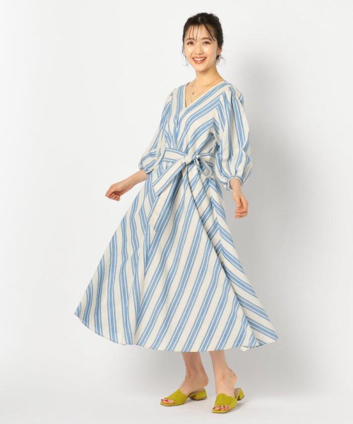 セール 50 Off 麻混ワイドストライプワンピース ノーリーズ Nolley S D Fashion