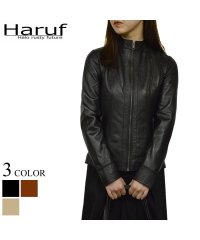 Haruf/ハルフ Haruf 本革 レザージャケット シングルライダースジャケット 革ジャン レディース ラムレザー 羊革 ブラック 黒 ブラウン グレーベージュ DAN/503769680