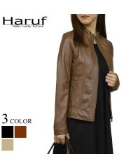 Haruf/ハルフ Haruf 本革 レザージャケット シングルライダースジャケット 革ジャン レディース ラムレザー 羊革 ブラック 黒 ブラウン グレーベージュ DAN/503769680