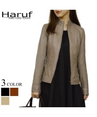 Haruf/ハルフ Haruf 本革 レザージャケット シングルライダースジャケット 革ジャン レディース ラムレザー 羊革 ブラック 黒 ブラウン グレーベージュ DAN/503769680
