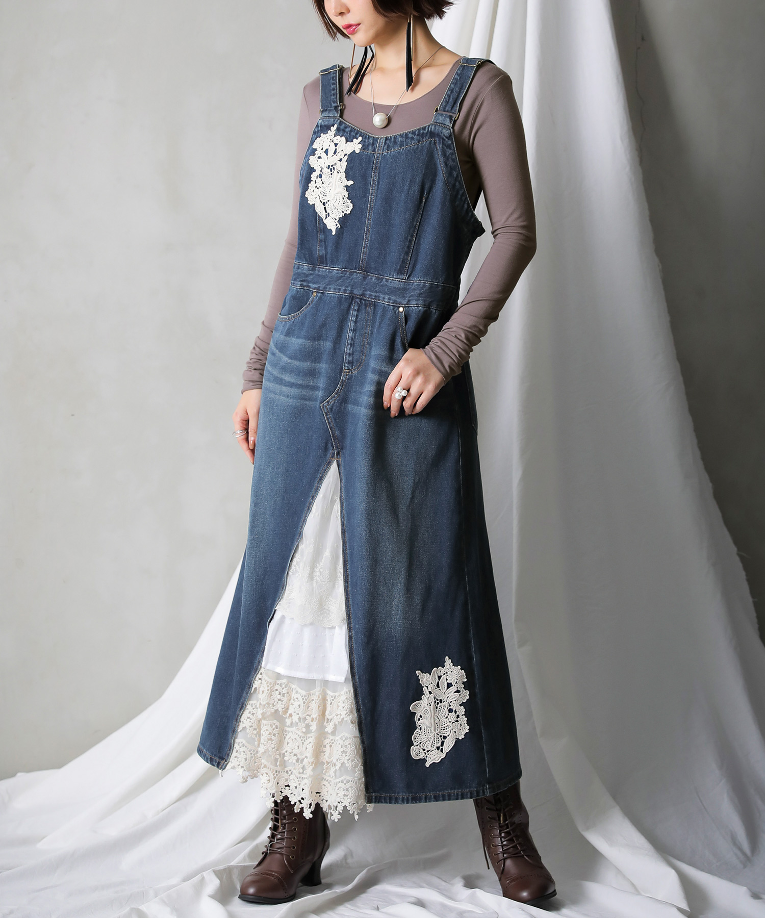 レース×デニムジャンパースカート』(503774893) | オシャレウォーカー ...