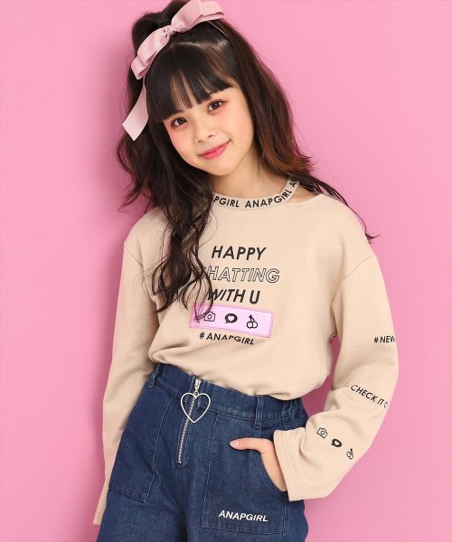 セール 首スリットモチーフロゴトップス アナップガール Anap Girl D Fashion