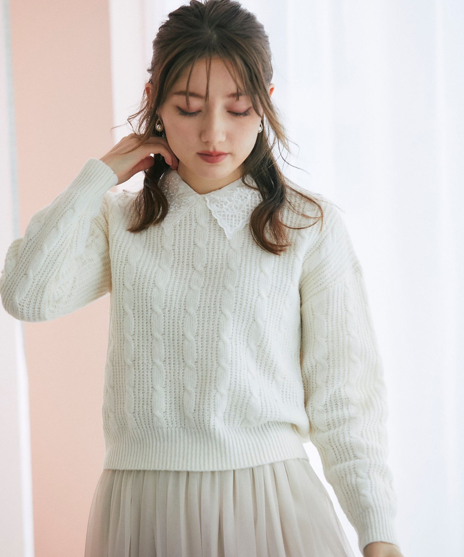 セール】トッコクローゼット tocco closet 刺繍入りスカラップ襟