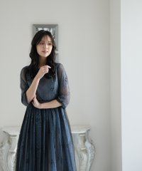 PourVous/プールヴー PourVous レース＆ブラックチュールドレス ロングスカート/結婚式ワンピース お呼ばれ・二次会・セレモニー大きいサイズ対応フォーマルパーティー/503713531