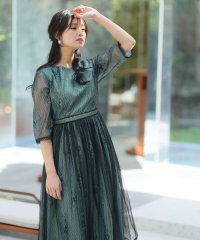 PourVous/プールヴー PourVous レース＆ブラックチュールドレス ロングスカート/結婚式ワンピース お呼ばれ・二次会・セレモニー大きいサイズ対応フォーマルパーティー/503713531