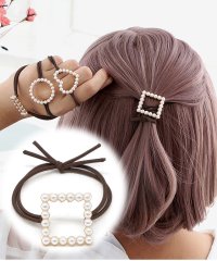 shoppinggo/ヘアゴム パール おしゃれ ヘアアクセサリー リボン結び シンプル 髪留め/503783346