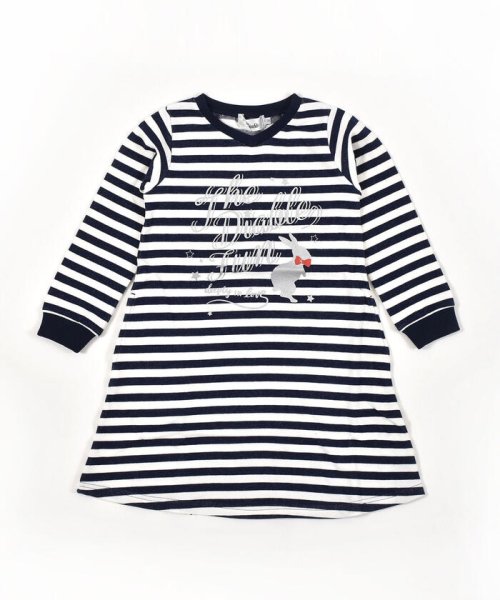 クーポン セール 70 Off ミニ 裏毛 ボーダー ウサギ メタリック 発泡 プリント Vネック ワンピース ディアブル Diable D Fashion