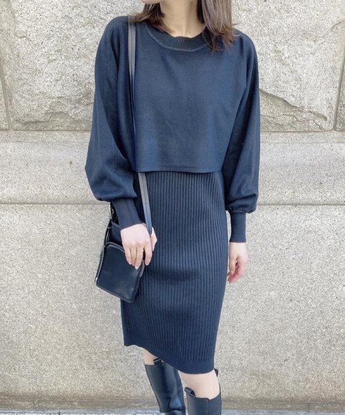 セール 2点セット ドルマンショートニット リブニットワンピース 手洗い可能 ビッキー Vicky D Fashion セール 2点セット ドルマンショートニット リブニットワンピース 手洗い可能 ビッキー Vicky D Fashion