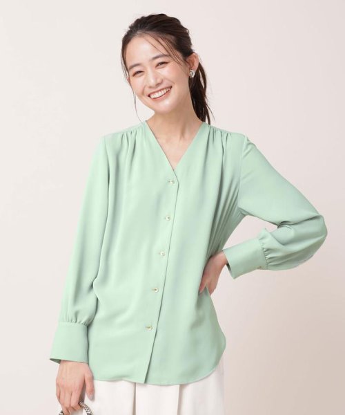 クーポン セール55 Off フロント釦vネックブラウス 長袖 ナノ ユニバース Nano Universe D Fashion