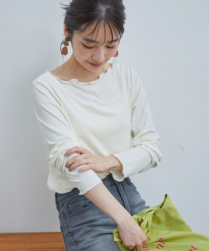 セール 60%OFF】ベロア調シアーボートネックインナー付きプル