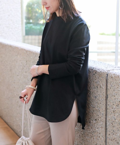 コットン長袖ラウンドヘムTシャツ チュニック(503799593) | アンドミー(and Me...) - d fashion