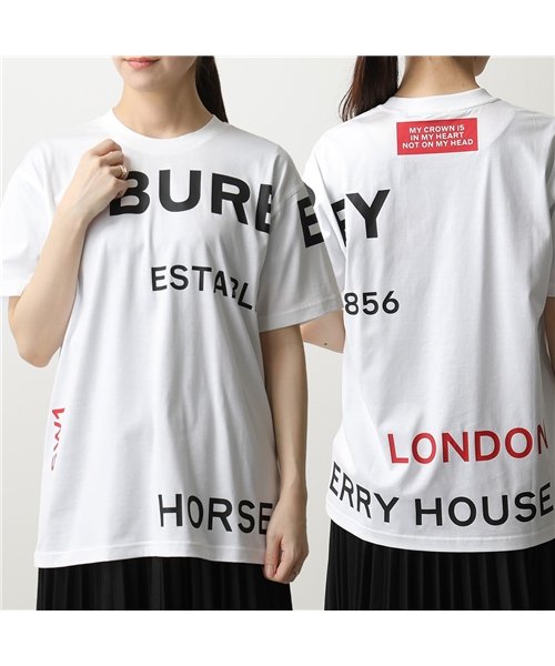 セール Burberry バーバリー 1005 ホースフェリープリント コットン オーバーサイズ Tシャツ 半袖 カットソー ロゴ クルーネック W バーバリー Burberry D Fashion