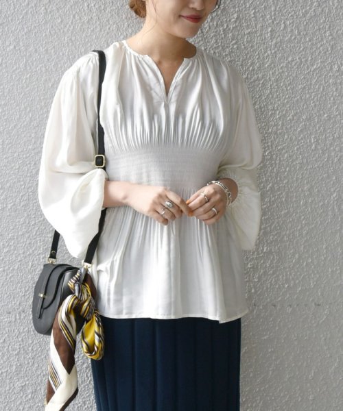 Ships Any プリーツ ギャザー サテンブラウス ウォッシャブル シップス エニィ ウィメンズ Ships Any Womens D Fashion Ships Any プリーツ ギャザー サテンブラウス ウォッシャブル シップス エニィ ウィメンズ Ships Any Womens D Fashion