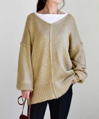 ARGO TOKYO/Vneck Outlinking knit pullover 25005　Vネックアウトリンキングニットプルオーバー　ニットプルオーバー　ニットトップス　Vネッ/503806947