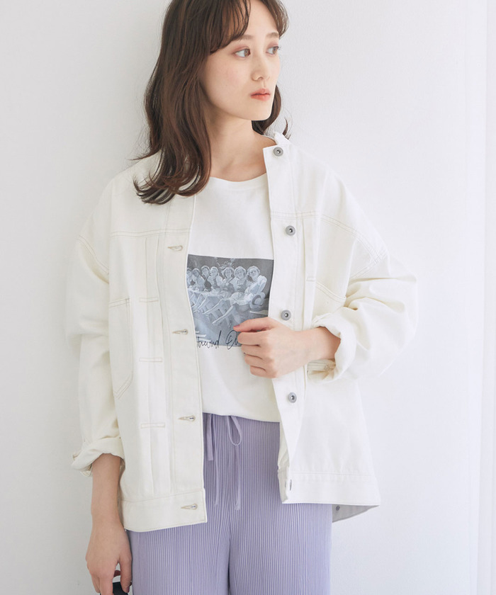 熱販売 クーポン】【セール 30%OFF】【美人百花4月号掲載】ノーカラー ジャケット・アウター