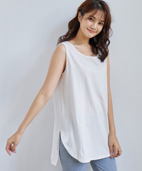 セール 付け裾 カットソー Tシャツ レディース スリット レイヤード風 トップス 重ね着 インナー イレギュラーヘム つけ裾 無地 着回し ミニミニストア Miniministore D Fashion