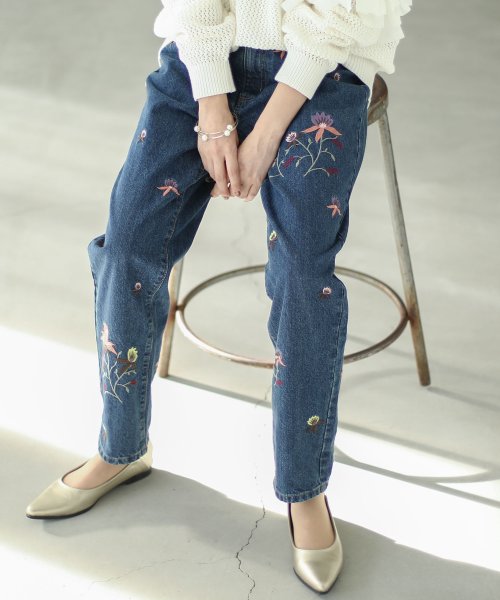 フラワー刺繍デニム オシャレウォーカー Osharewalker D Fashion