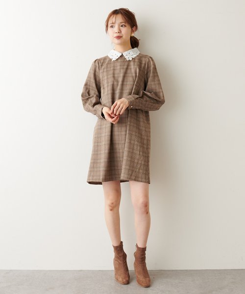 セール お花襟チェックワンピース ナイスクラップ アウトレット Nice Claup Outlet D Fashion セール お花襟チェックワンピース ナイスクラップ アウトレット Nice Claup Outlet D Fashion