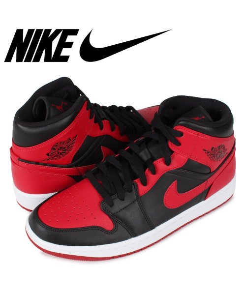 Nike Jordan 1 Mid Bred ナイキ エアジョーダン1 スニーカー メンズ レッド 074 ナイキ Nike D Fashion