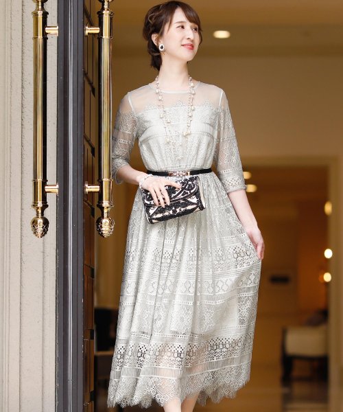 パッチワークレースドレス ロングスカート 結婚式ワンピース 同窓会 成人式 セレモニー大きいサイズ対応フォーマルパーティードレス プールヴー Pourvous D Fashion パッチワークレースドレス ロングスカート 結婚式ワンピース 同窓会 成人式 セレモニー大きいサイズ対応フォーマルパーティードレス プールヴー Pourvous D Fashion