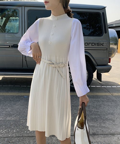 セール ベルト付きニットワンピース 韓国ファッション ガーリードール Girly Doll D Fashion