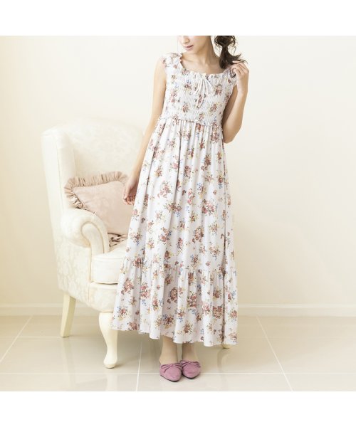 セール Ouchi De Rose シャーリングマキシワンピース ローズティアラ Rose Tiara L Size D Fashion