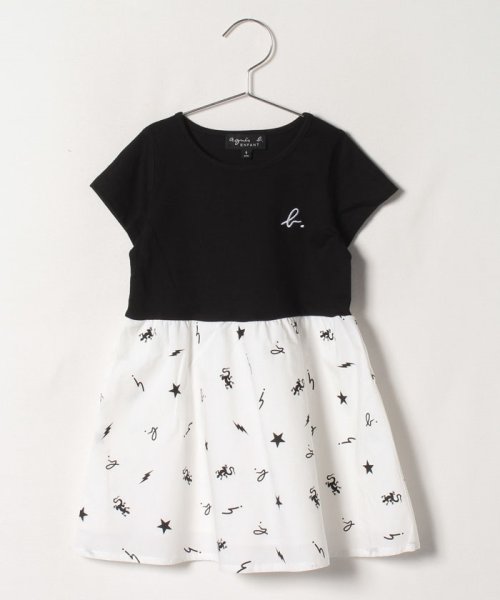 Ick9 E Robe キッズ アイコンモチーフプリントドッキングワンピース アニエスベー アンファン Agnes B Enfant D Fashion