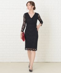 Lace Ladies/Vネック 総レース フォーマルタイトワンピースドレス/503830671