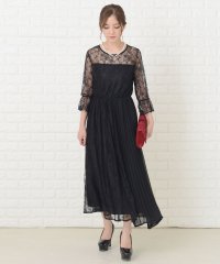 Lace Ladies/レースレディース Lace Ladies デコルテシースルー レース七分袖 クラシカルロング丈ワンピースドレス/503830673