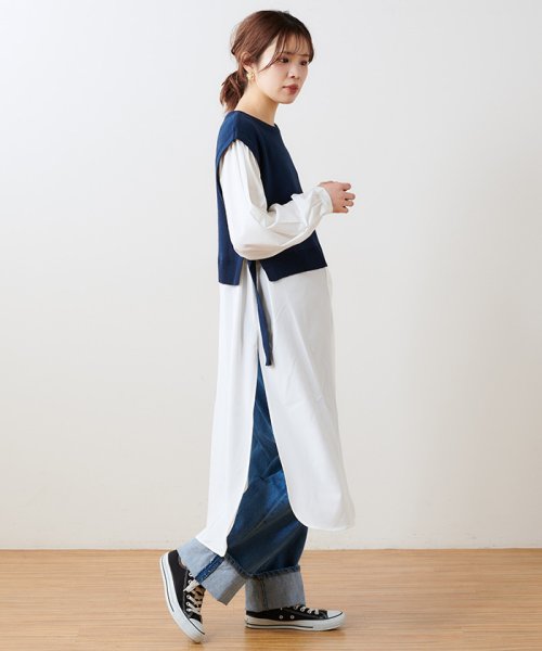 セール 40 Off ニットベスト重ね着風シャツワンピース ナイスクラップ アウトレット Nice Claup Outlet D Fashion