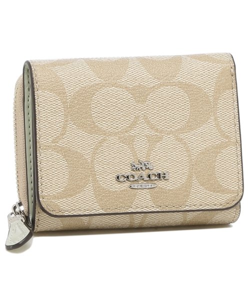 コーチ 三つ折り財布 アウトレット シグネチャー ミニ財布 ベージュ ペール グリーン レディース Coach Svr8l コーチ Coach D Fashion