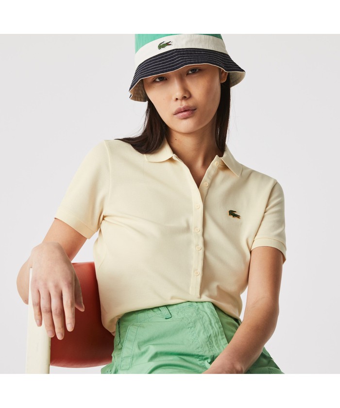 LACOSTE 節約 L!VE6つボタンメタルワニロゴバッジポロシャツ