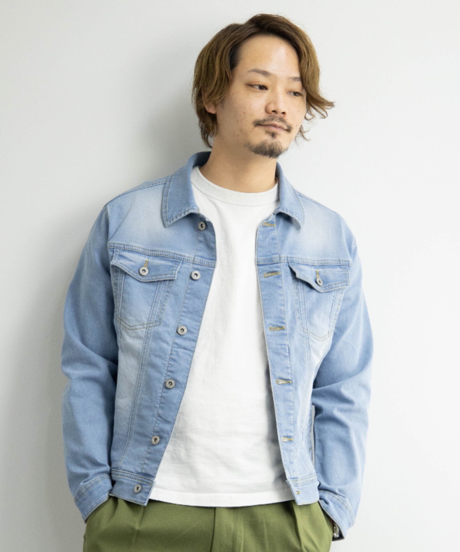 クーポン】【セール 50%OFF】NYLAUS ストレッチデニム Gジャン/デニム