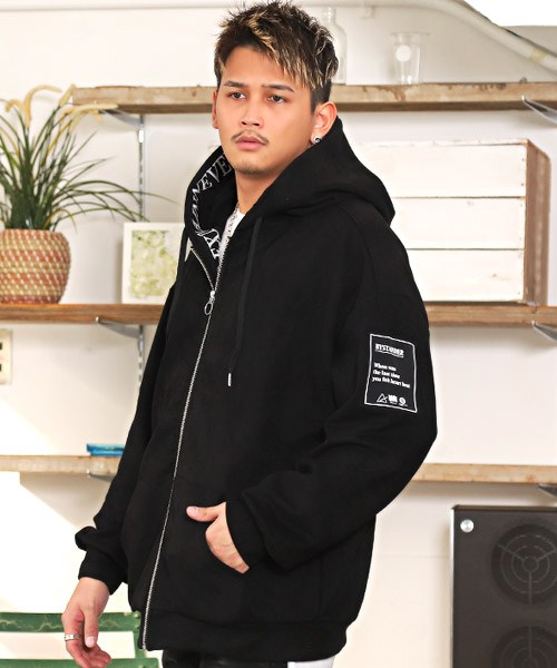 ラグスタイル LUXSTYLE ロゴテープスウェードZIPパーカー