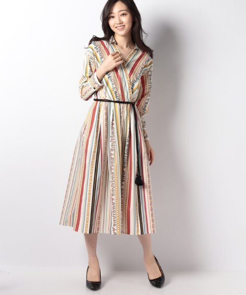 セール チェーンストライプカシュクールワンピース アナイ Anayi D Fashion セール チェーンストライプカシュクールワンピース アナイ Anayi D Fashion