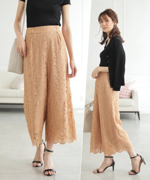 セール セットアップ対応商品 パネルレースワイドパンツ アナイ Anayi D Fashion セール セットアップ対応商品 パネルレースワイドパンツ アナイ Anayi D Fashion