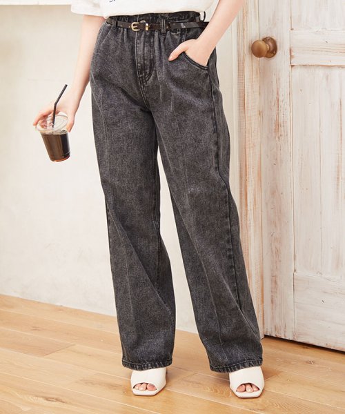セール ベルト付デニムワイドパンツ イング Ingni D Fashion セール ベルト付デニムワイドパンツ イング Ingni D Fashion