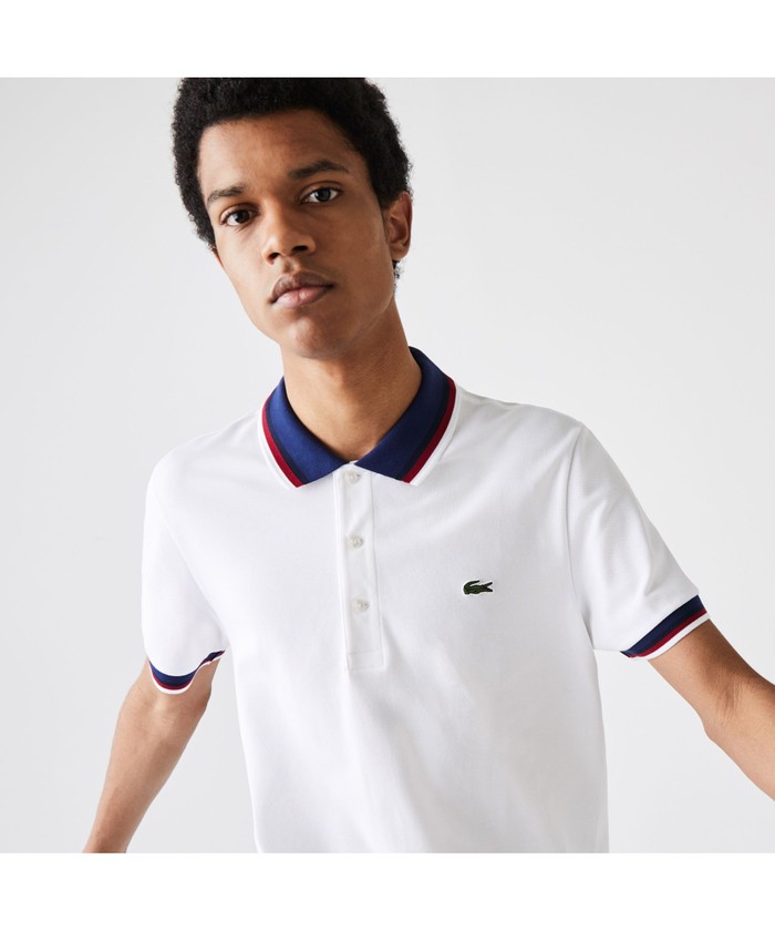 ラコステ LACOSTE トリコロールリブニットポロシャツ(503859001