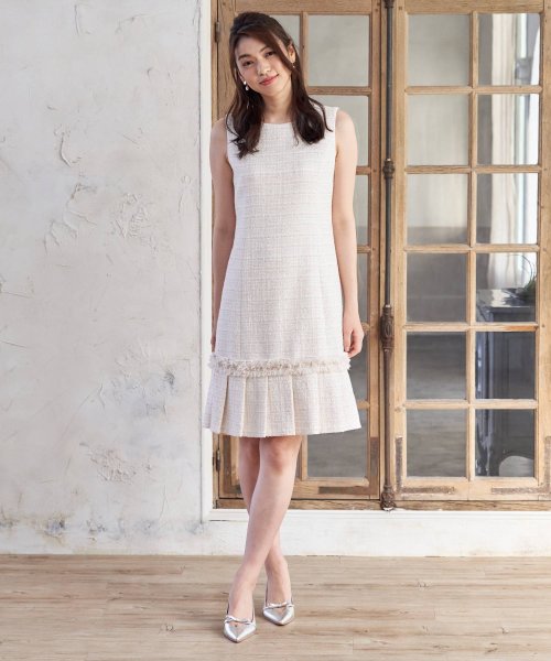 セール リボンヤーンツイードaラインワンピース アナイ Anayi D Fashion