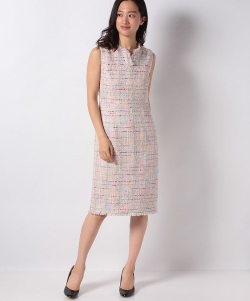 セール カラーグラデツイードキーネックワンピース アナイ Anayi D Fashion