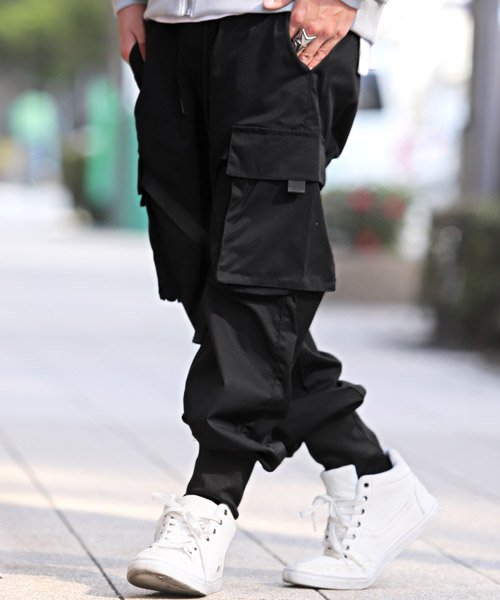 高級品市場 メンズ ジョガーパンツ ヒップホップ パンク ストリート系 ファッション カジュアル ドローストリング付き マルチポケット エラスティック 