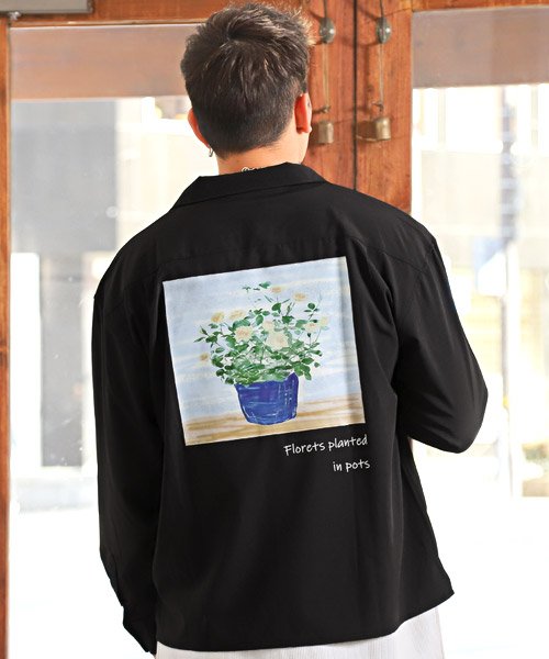 セール15 Off 絵画バックプリントbig長袖オープンシャツ シャツ メンズ 長袖 ビッグシルエット バックプリント Bitter ビター系 ラグスタイル Luxstyle D Fashion セール15 Off 絵画バックプリントbig長袖オープンシャツ シャツ メンズ 長袖 ビッグシルエット バックプリント Bitter ビター系 ラグスタイル Luxstyle D Fashion