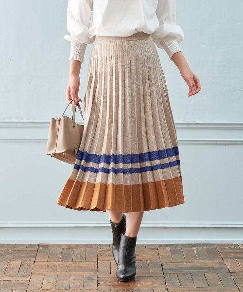 セール ラメボーダーニットプリーツスカート アナイ Anayi D Fashion セール ラメボーダーニットプリーツスカート アナイ Anayi D Fashion