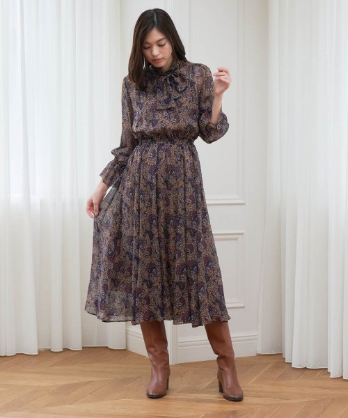 セール ペイズリープリントフレアワンピース アナイ Anayi D Fashion