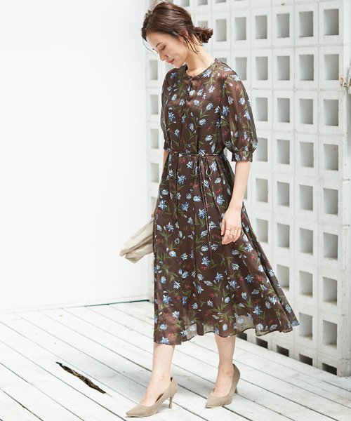 セール ドビーフラワーptワンピース ベルト付き アナイ Anayi D Fashion セール ドビーフラワーptワンピース ベルト付き アナイ Anayi D Fashion
