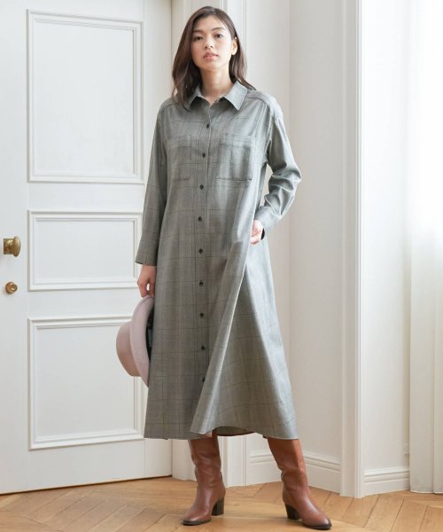 セール グレンチェックシャツワンピース アナイ Anayi D Fashion セール グレンチェックシャツワンピース アナイ Anayi D Fashion