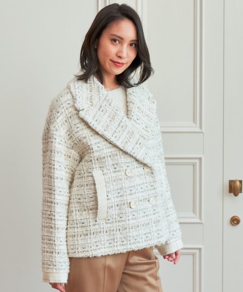 セール 50 Off セットアップ対応商品 ホワイトラメツイードpコート 503861319 アナイ Anayi D Fashion