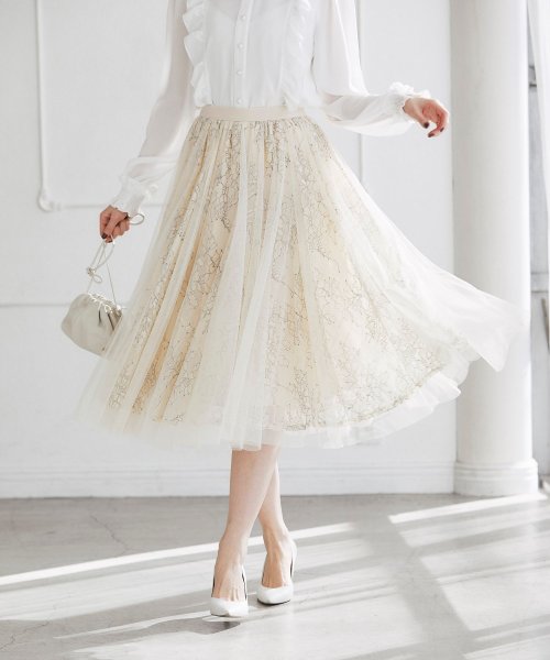 配色フラワーレース チュールスカート トッコクローゼット Tocco Closet D Fashion