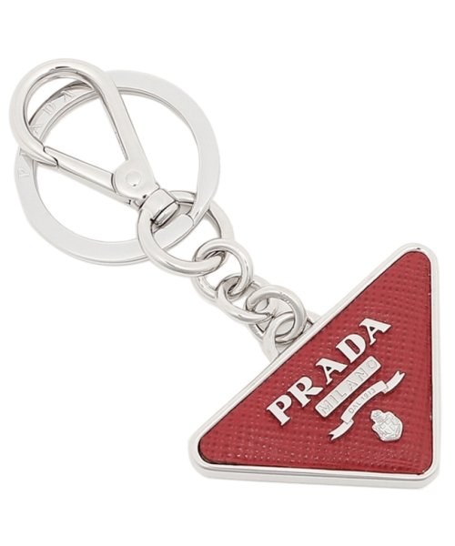 即納 大特価 プラダキーリングサフィアーノユニセックスレッドメンズ レディースprada2ppf068z キーケース ウォレットチェーン