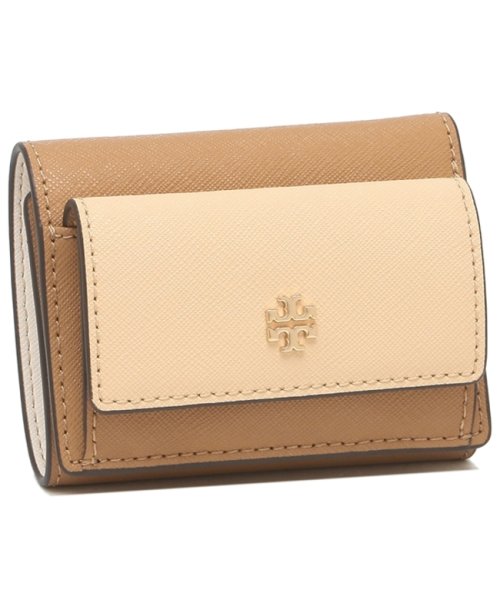 トリーバーチ 三つ折り財布 アウトレット エマソンミニ財布 ブラウン ベージュ レディース Tory Burch 210 トリーバーチ Tory Burch D Fashion